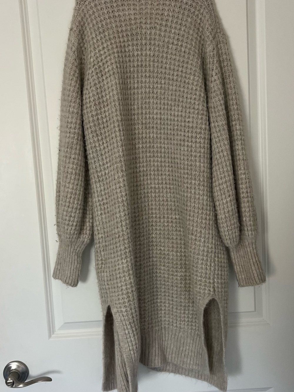 Abercrombie & Fitch Light Grey Waffle Knit Open Front Cardigan - Picture 7 of 7